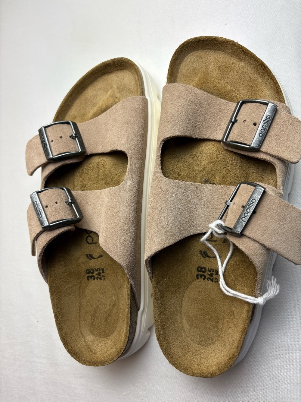 Birkenstock Beige Suede Slide Sandals